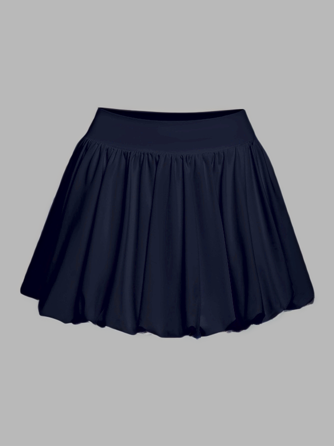 Pocket Stitching Bubble Tennis Skirt Burgundy