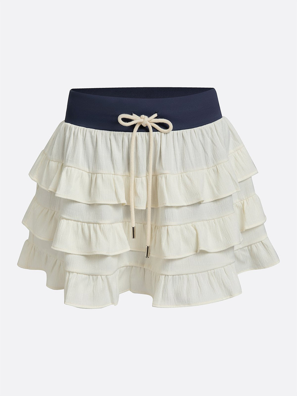 Contrast Waist Tiered Ruffles Tennis Skirt