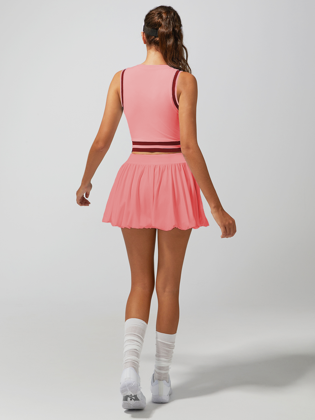 Seamless Ribbed Performance Fabric Crew Neck Crop Tank Top