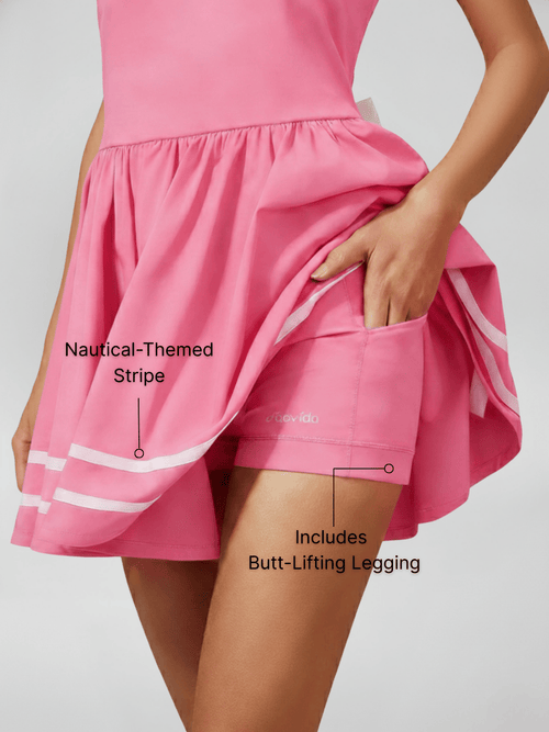 3D Bow Open-back Tennis Dress Hot Pink