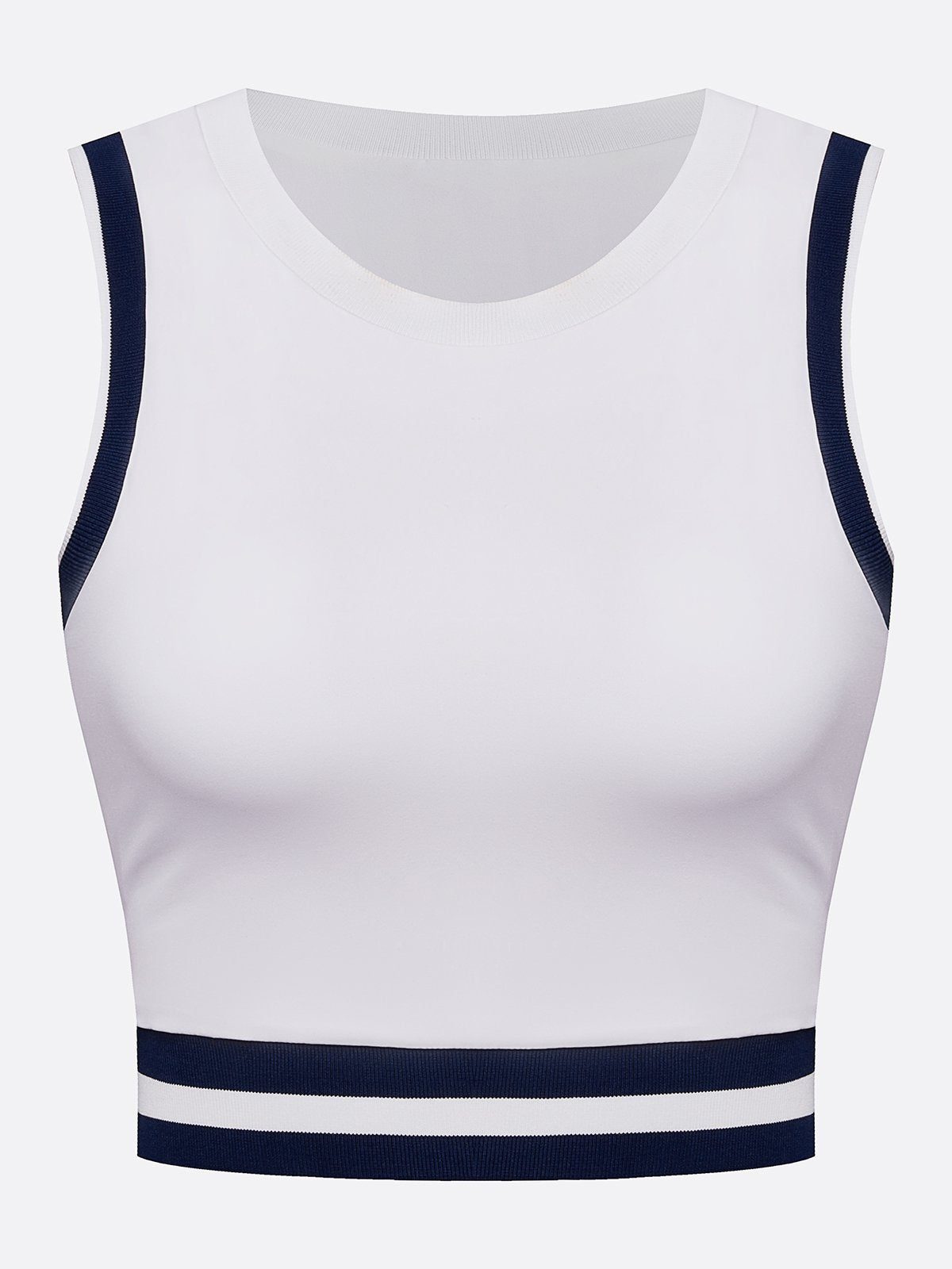 Seamless Ribbed Performance Fabric Crew Neck Crop Tank Top