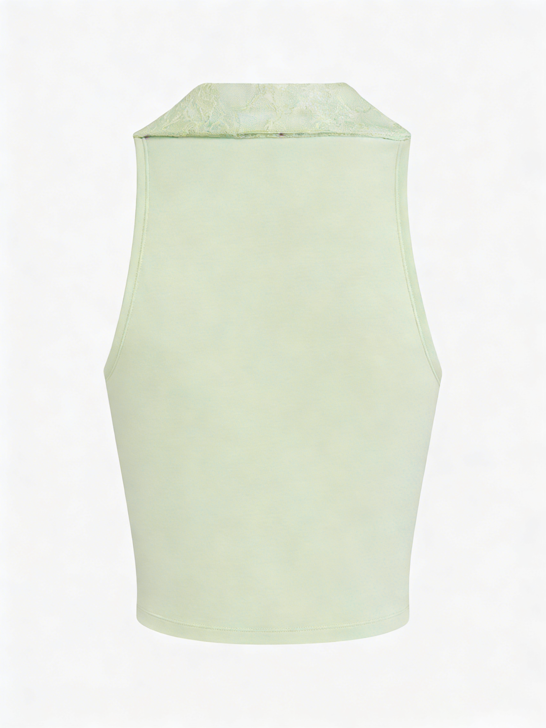 High Elasticity Lace Polo Crop Tank Top Green