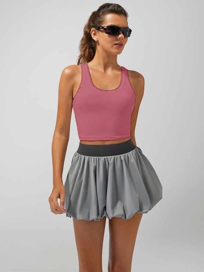 Light-to-medium Support Straps Lace Trim Crop Tank Top