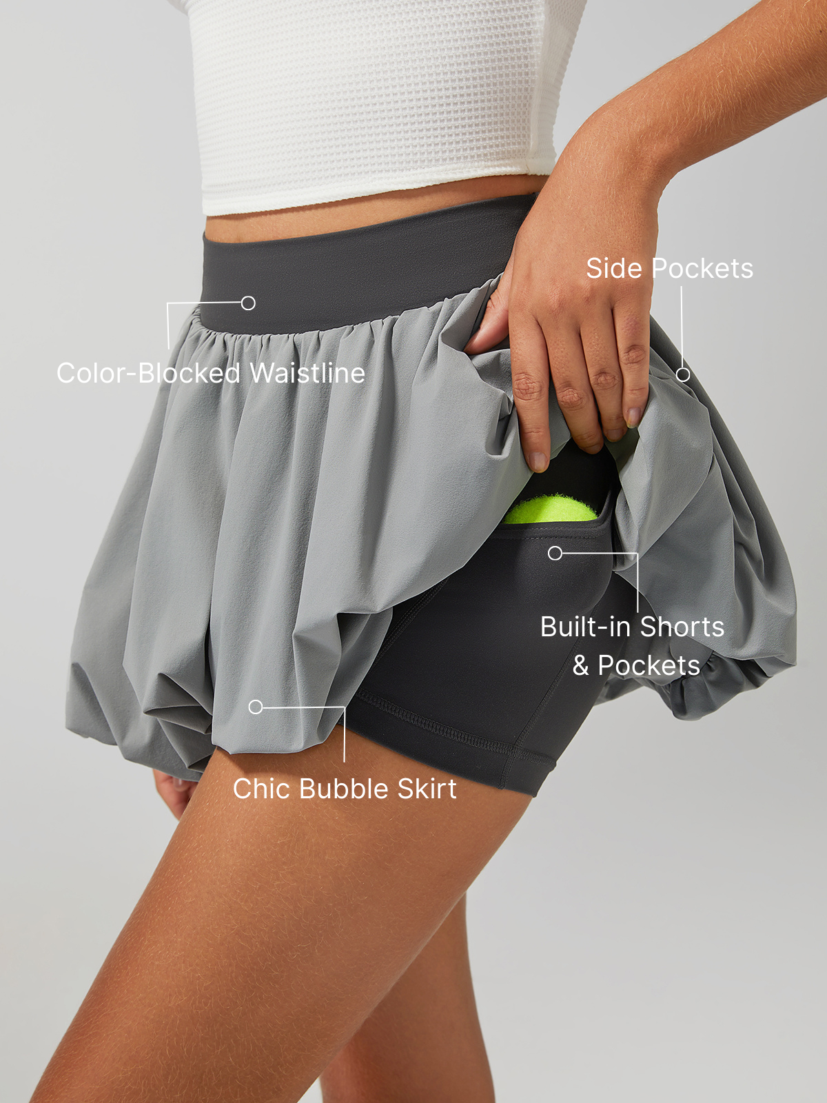 High Elasticity Bubble Tennis Skirt Blue