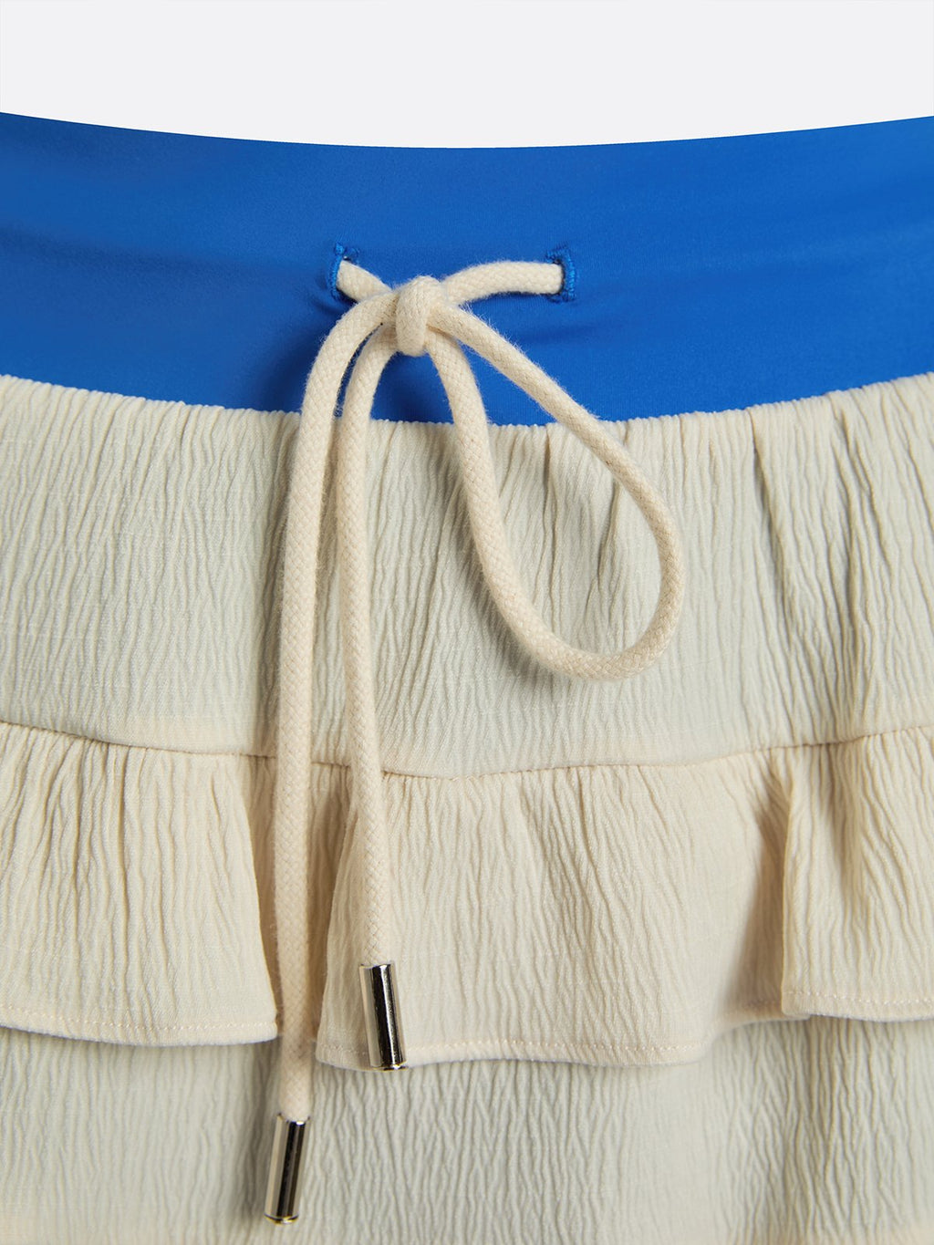 Contrast Waist Tiered Ruffles Tennis Skirt