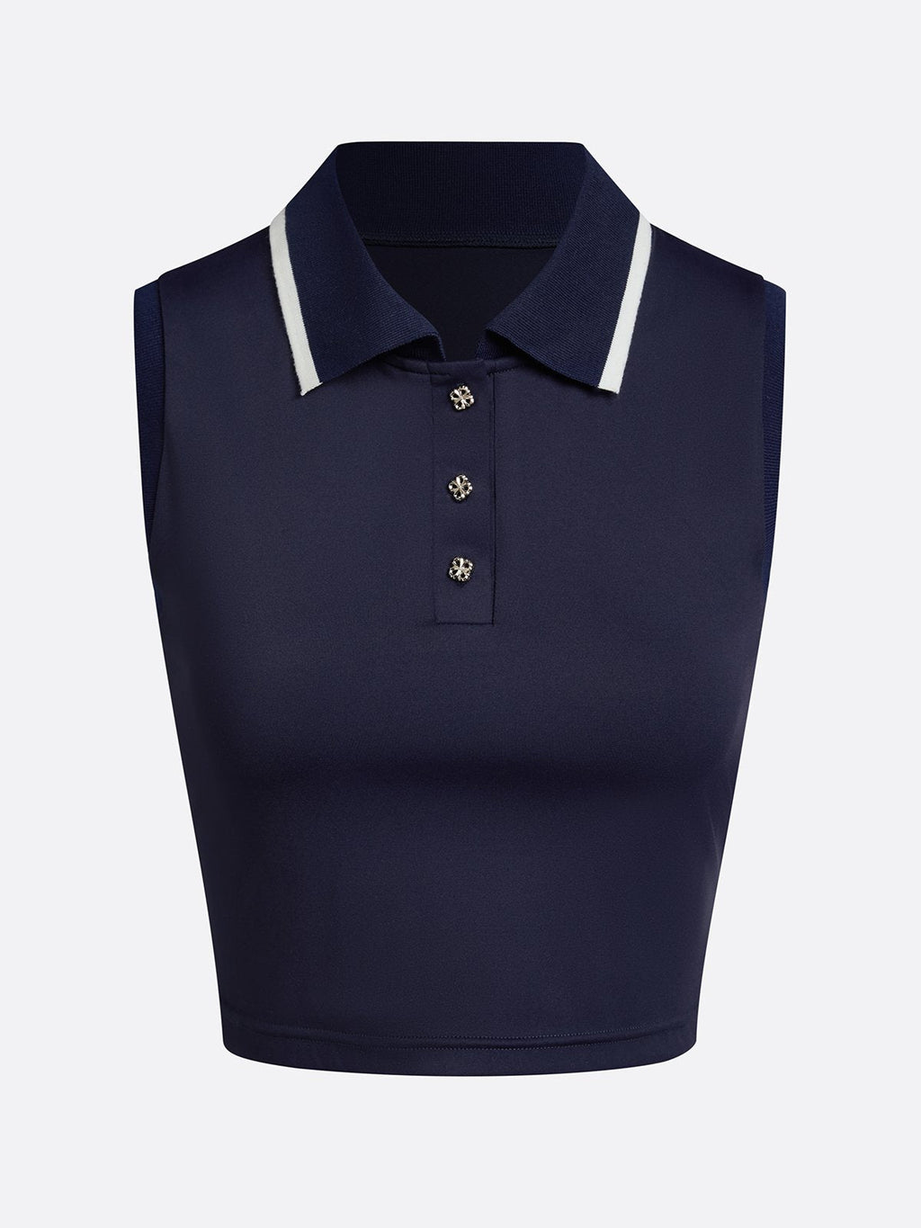 Women's Breathable Buckle Polo Collar Crop Tank Top