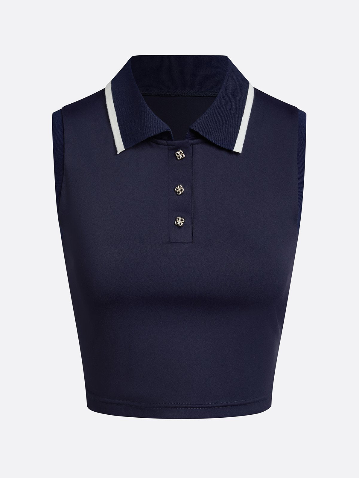 Women's Breathable Buckle Polo Collar Crop Tank Top