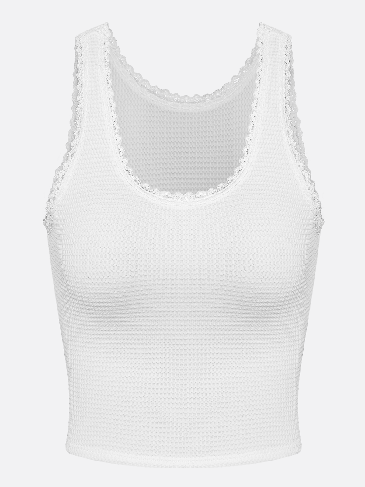 Light-to-medium Support Straps Lace Trim Crop Tank Top