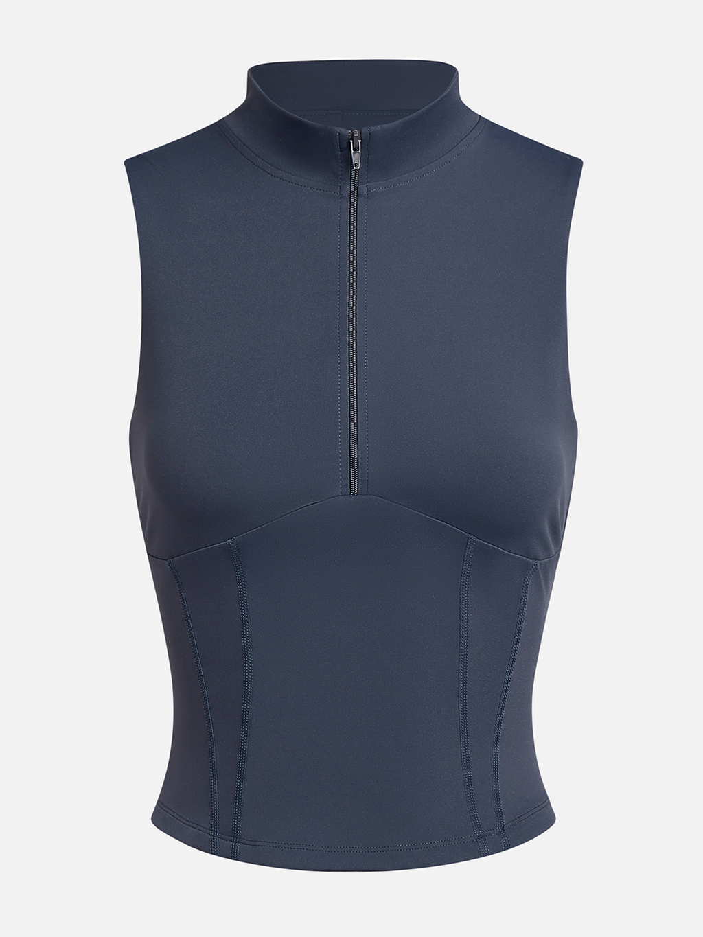 Front Zipper Stand Collar Tank Top