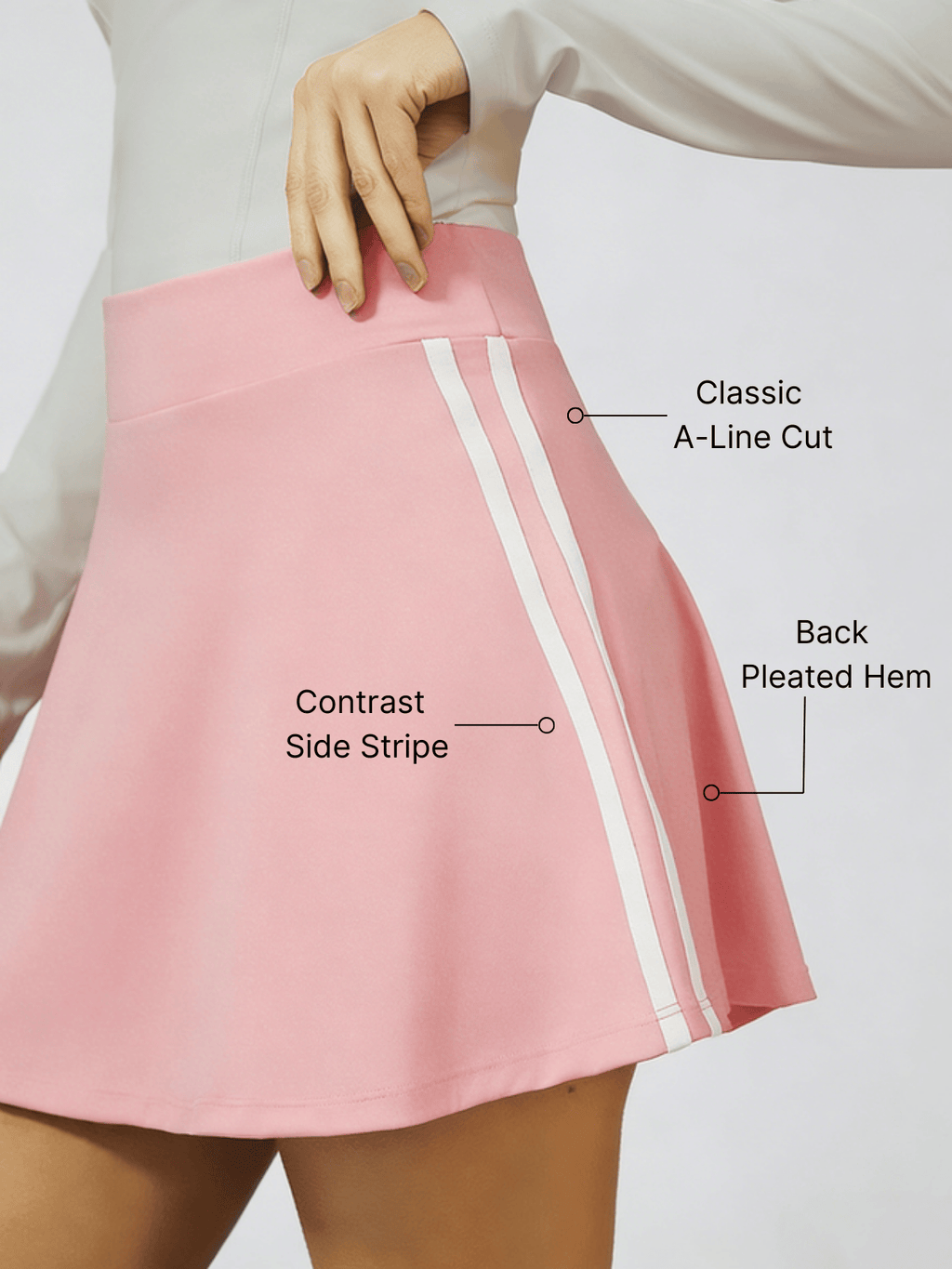 Retro Side Stripe Back Pleated A-line Golf Skirt