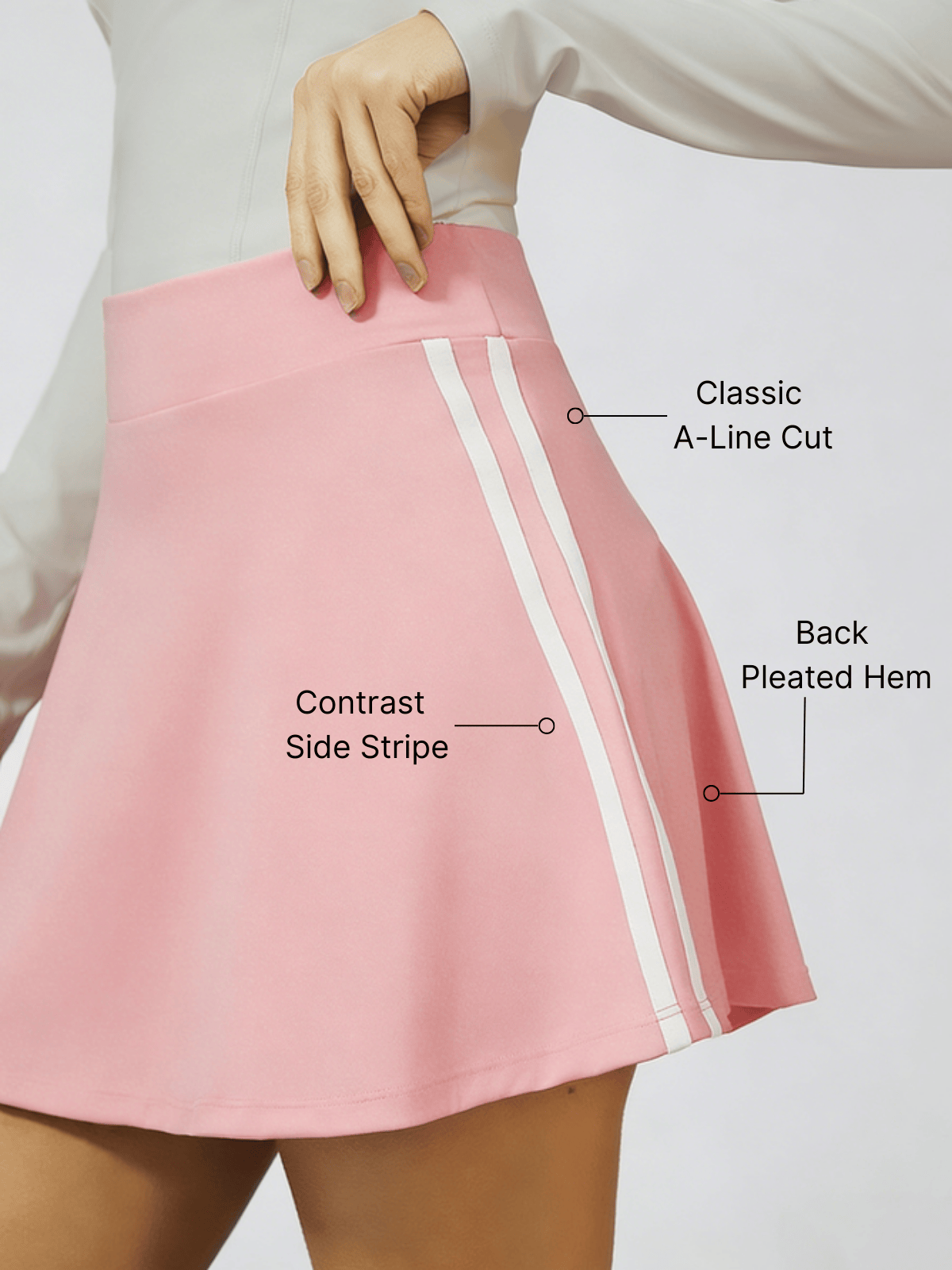 Retro Side Stripe Back Pleated A-line Golf Skirt