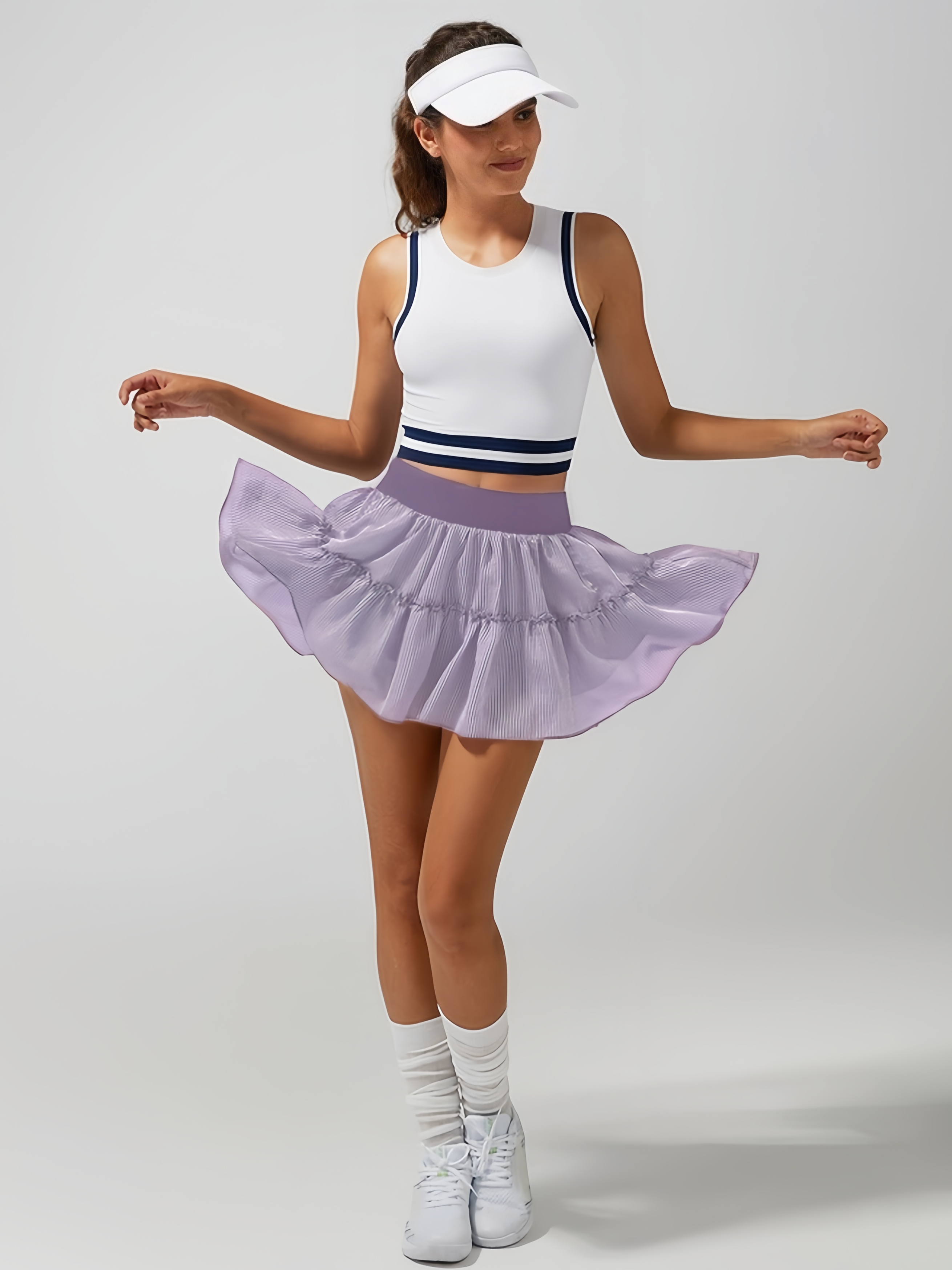 High-stretch Waistband Bow Tennis Skirt Purple