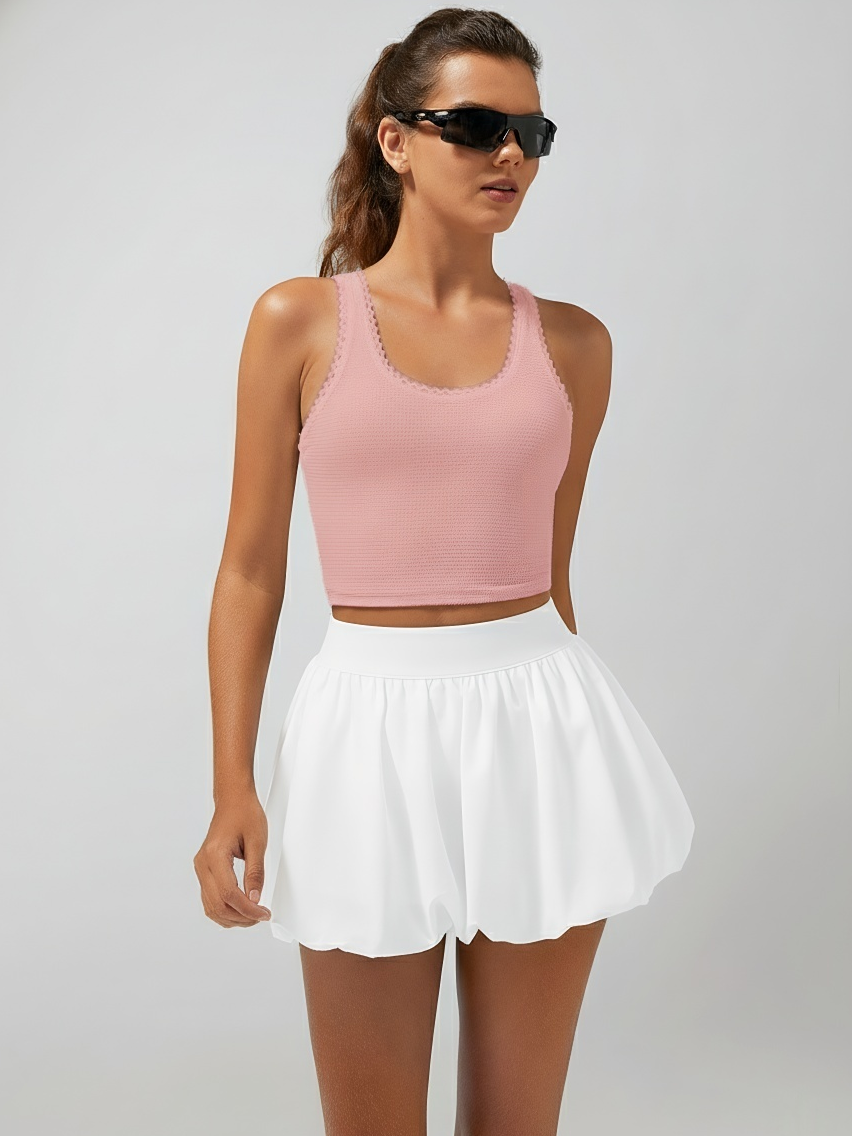 Light-to-medium Support Straps Lace Trim Crop Tank Top