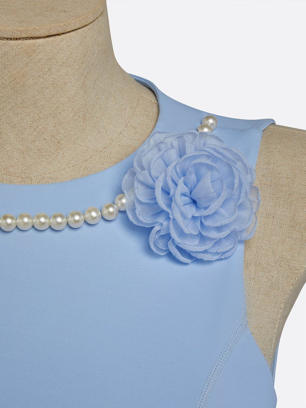 Faux Pearls 3D Floral Tennis Dress