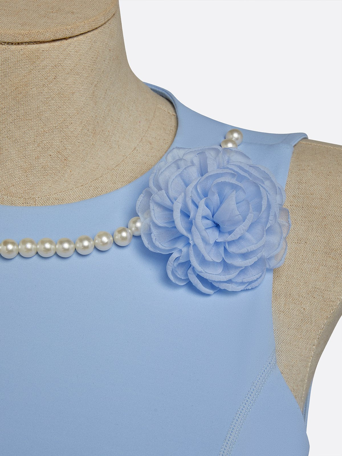 Faux Pearls 3D Floral Tennis Dress