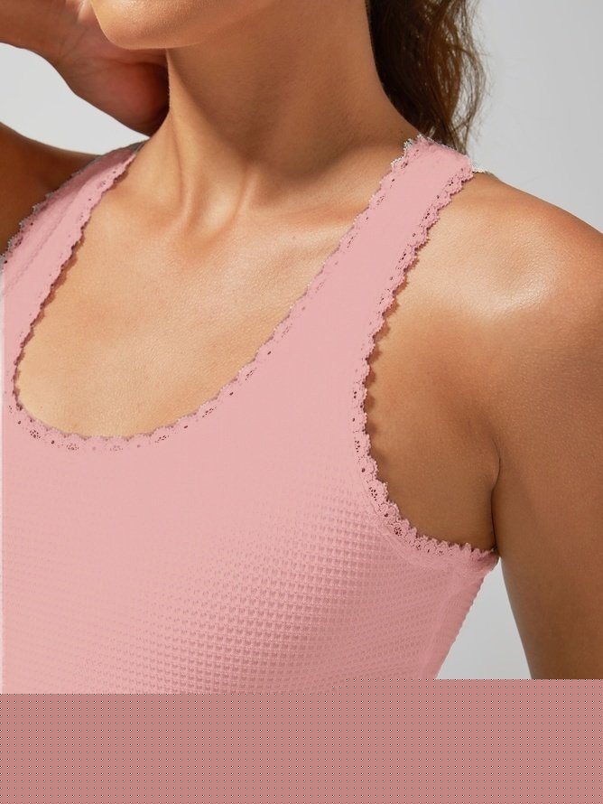 Light-to-medium Support Straps Lace Trim Crop Tank Top