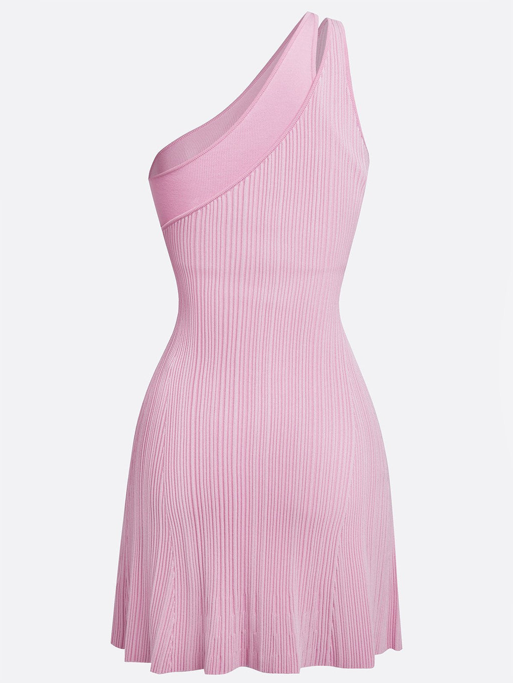 Faux Two-Piece One Shoulder Knit Sleeveless Golf Dress Pink