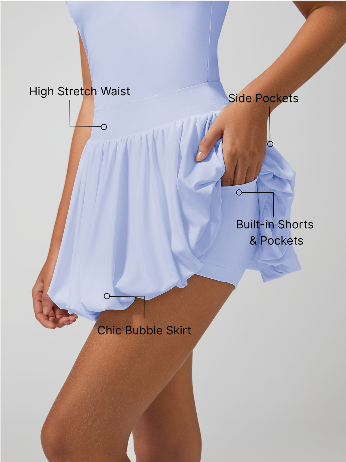 Pocket Stitching Bubble Tennis Skirt Burgundy