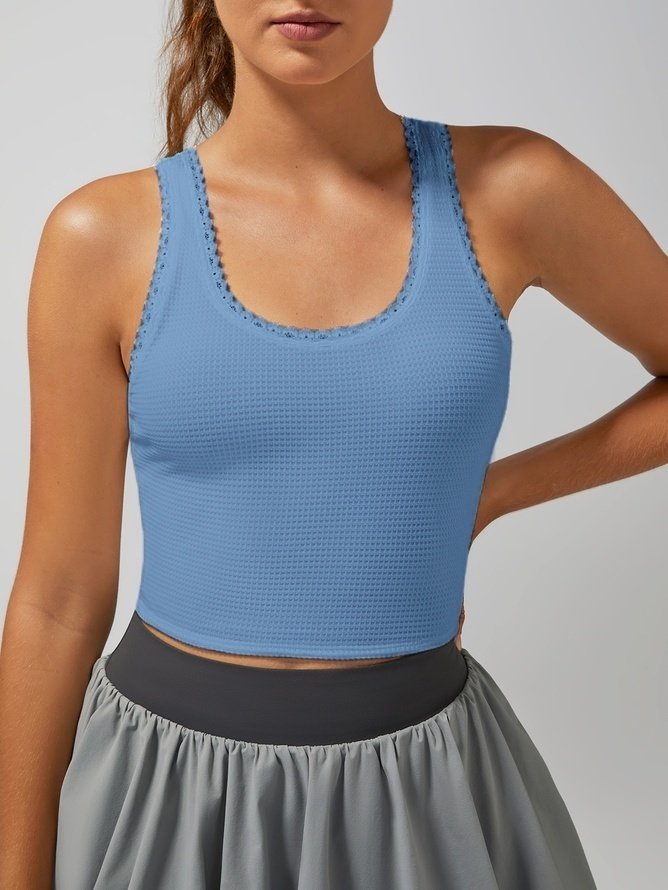 Light-to-medium Support Straps Lace Trim Crop Tank Top