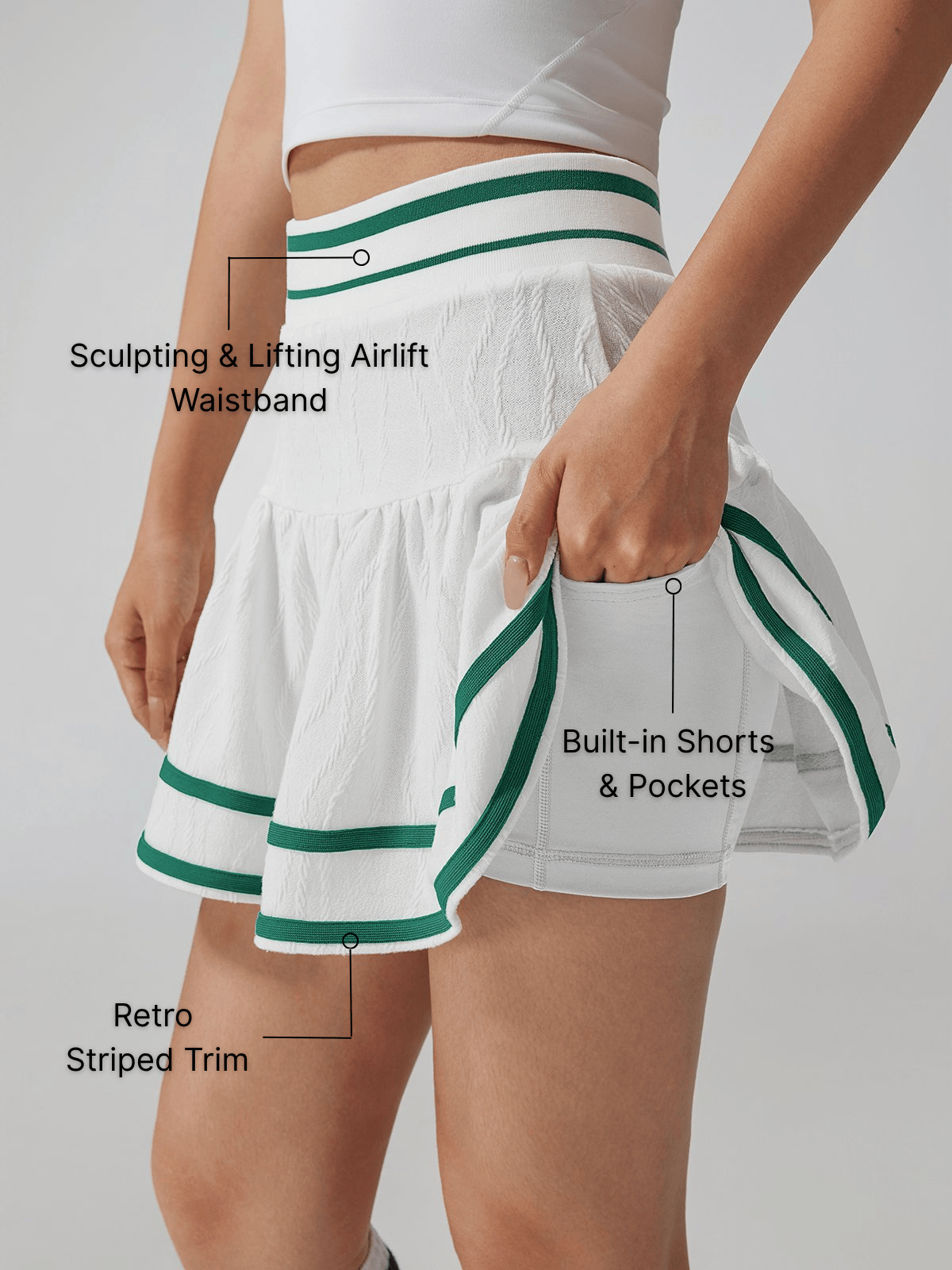 Collegiate Stripes Pleated Tennis Skirt Red