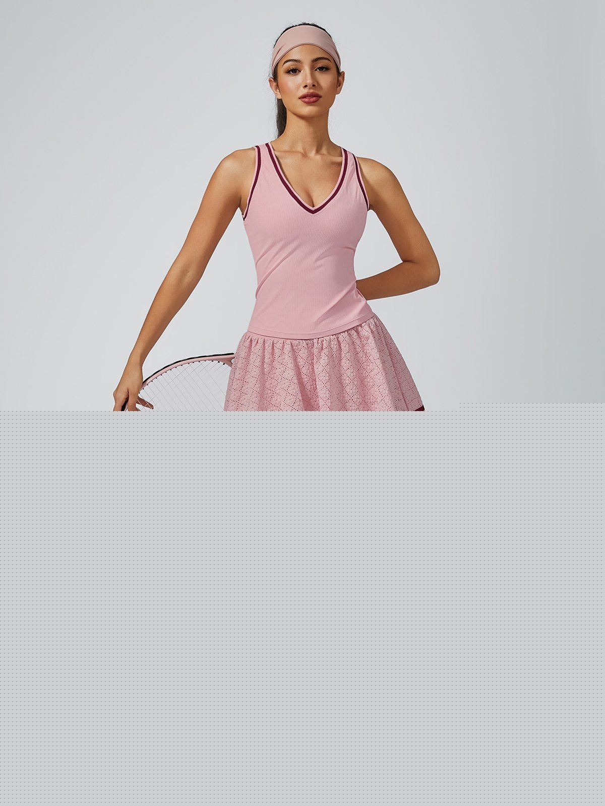 Light-to-medium Support Straps Breathable Ribbed Tank Top Berry Pink