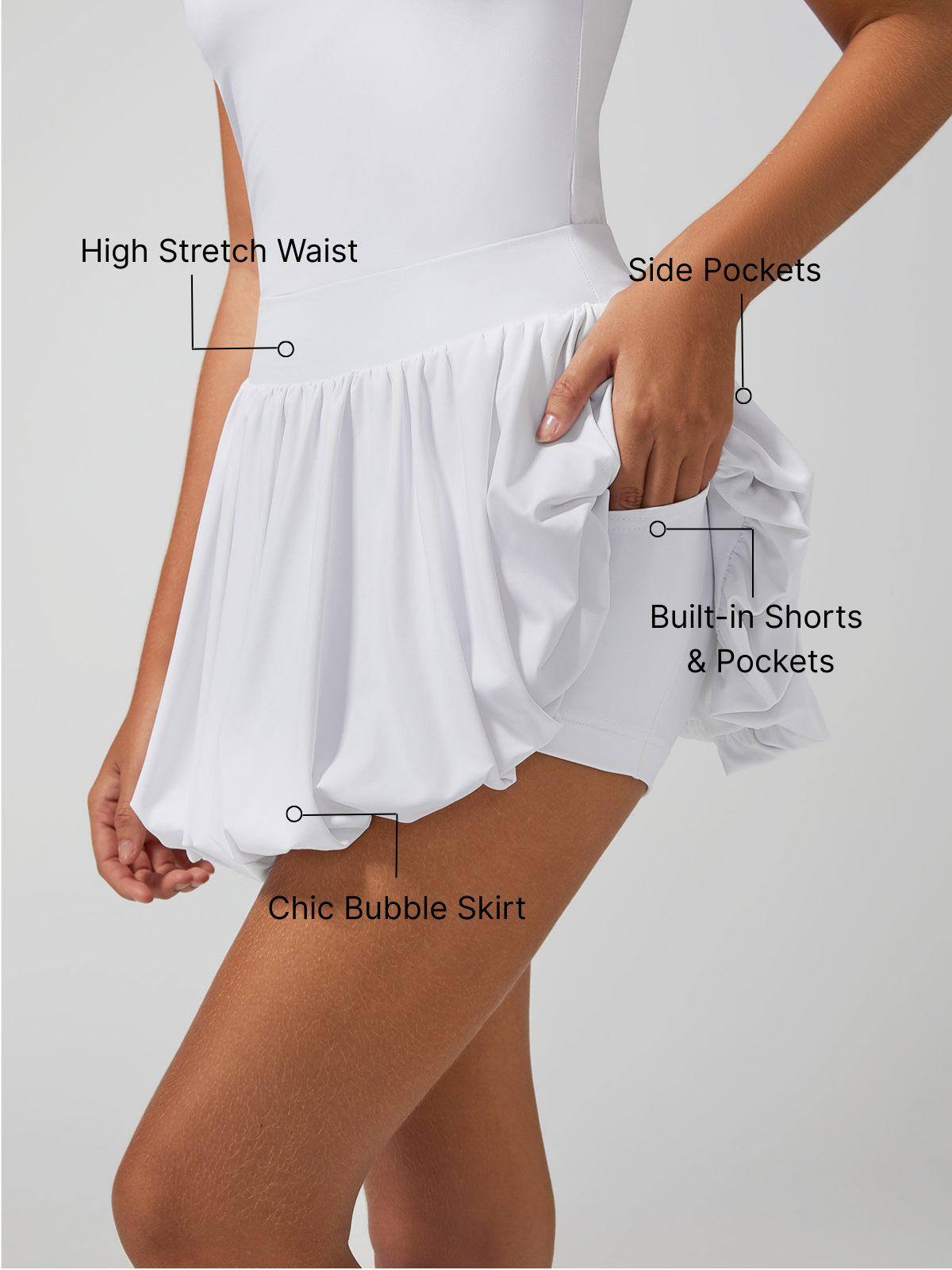 Pocket Stitching Bubble Tennis Skirt Burgundy