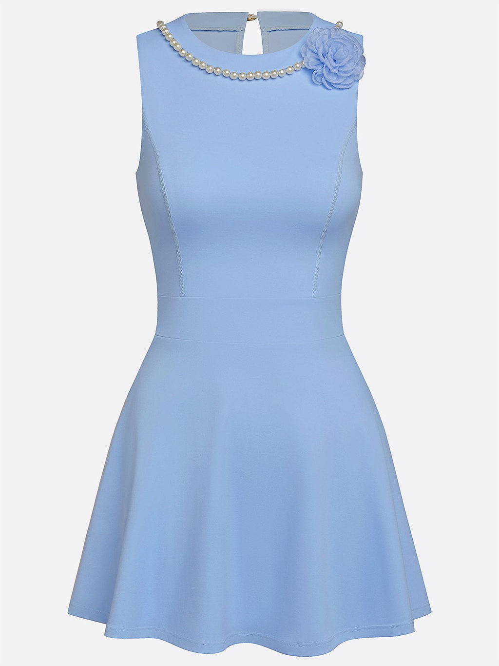 Faux Pearls 3D Floral Tennis Dress