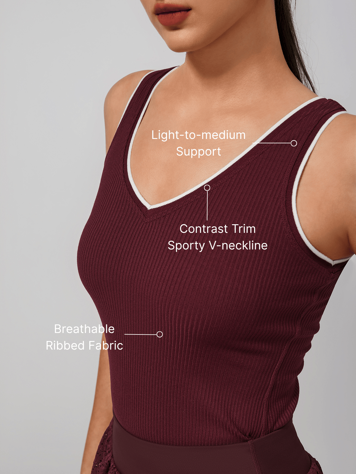 Light-to-medium Support Straps Breathable Ribbed Tank Top