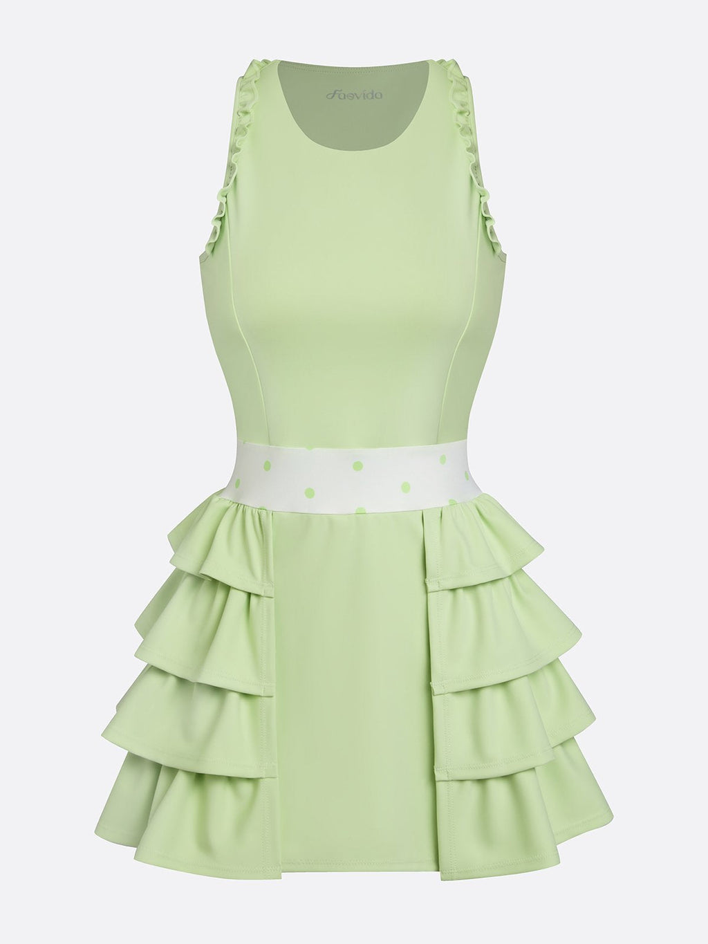Built-in Bra Bow Folds Crew Neck Sleeveless Tennis Dress